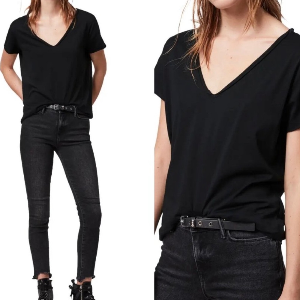 AllSaints Emelyn Tonic Tee - black, 100% cotton